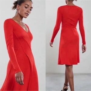 Reiss  Red Carini Faux Wrap Jersey Dress